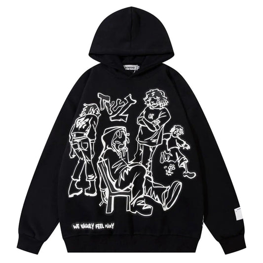 POOPMOOM Y2k Hoodie Men Women Grunge Graphic Hoodies Oversized Aesthetic Hoodies Pullover Alt Emo Hip Hop Streetwear