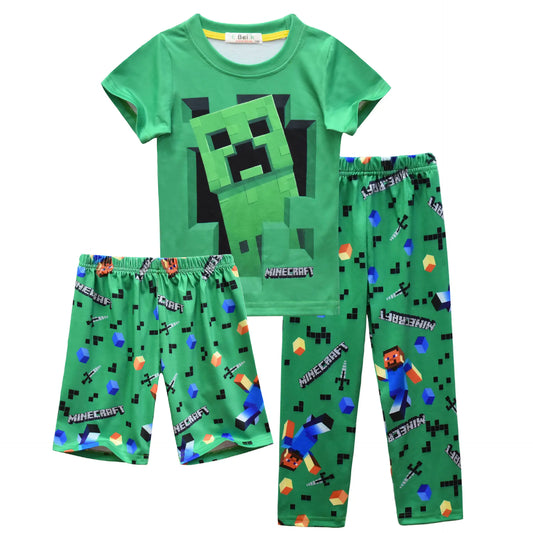 Minecraft Kids' Pajama Set - Long Sleeve & Short Sleeve